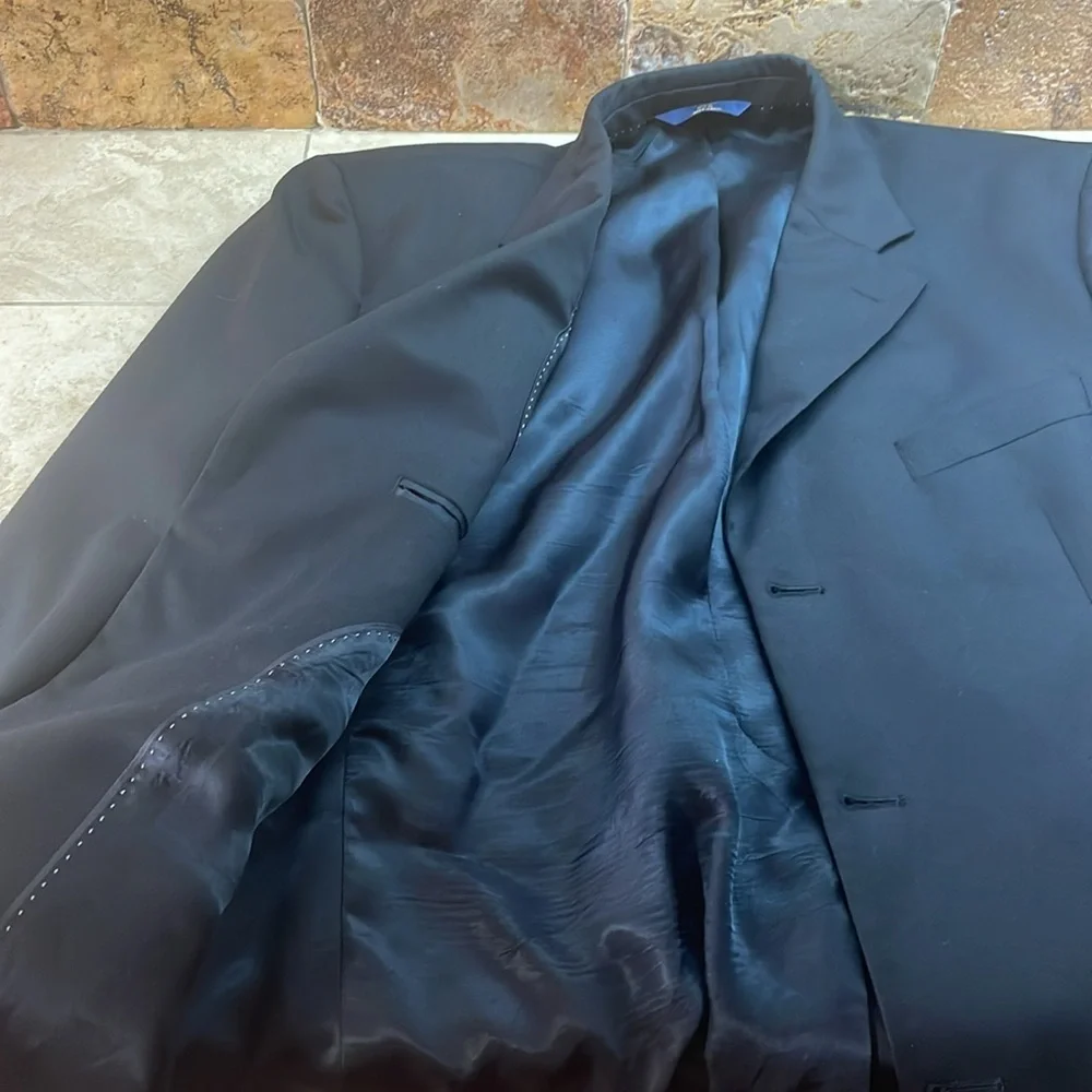 Brooks Brothers 346 Blazer Jacket Coat 44L Wool Black Stretch 3 Button Classic